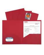 Two-Pocket Heavyweight Poly Portfolio Folder, Red, Open