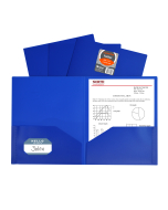 Two-Pocket Heavyweight Poly Portfolio Folders, Blue, Open