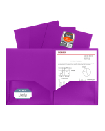 Two-Pocket Heavyweight Poly Portfolio Folder, Purple, Open