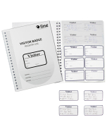 Visitor Badges with Registry Log, Front of Log, Open Log, Written on Badges